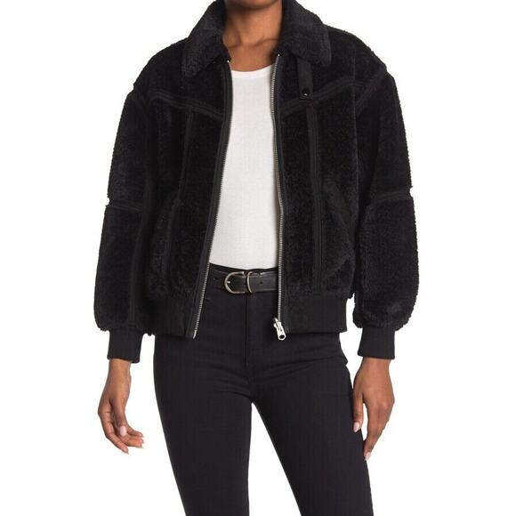 G-STAR NEW $330‎ Deline Teddy Reversible Bomber Jacket Black Large - Picture 1 of 3